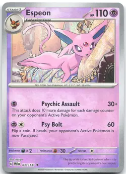 Espeon Master Ball Holo 033/131 Rare Prismatic Evolutions Pokemon Near Mint - Image 1