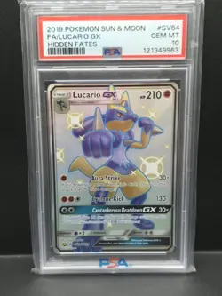 Pokemon TCG Lucario GX Full Art Shiny SV64/SV94 Hidden Fates Vault Psa 10 - Image 1