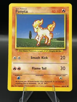 (LP) Ponyta 60/102 Base Set Unlimited Pokemon TCG WOTC 327a-82 - Image 1