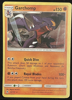 Garchomp 62/131 SM Forbidden Light Holo Pokemon TCG NM - Image 1