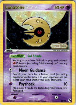 2006 POKEMON LEGEND MAKER #20/92 LUNATONE REVERSE HOLO STAMPED LP - Image 1