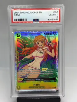 2024 One Piece OP08-106 Nami SR PSA 10 - Image 1
