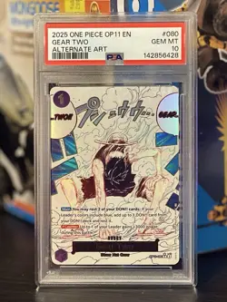 2025 ONE PIECE OP11-A FIST OF DIVINE SPEED ALTERNATE ART #080 GEAR TWO PSA 10 - Image 2