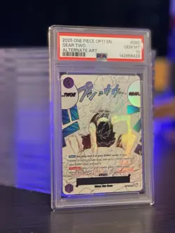 2025 ONE PIECE OP11-A FIST OF DIVINE SPEED ALTERNATE ART #080 GEAR TWO PSA 10 - Image 3