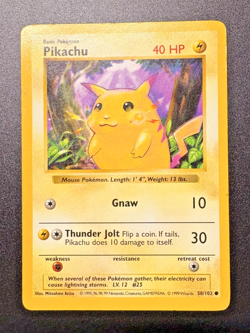 Pikachu 58/102 Yellow Cheeks Shadowless Base Set 1999 WOTC Pokemon MP - Image 1