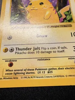 Pikachu 58/102 Yellow Cheeks Shadowless Base Set 1999 WOTC Pokemon MP - Image 4