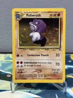 Poliwrath #9 9/75 Neo Discovery Unlimited Holo Rare Vintage WOTC Pokemon Card MP - Image 1