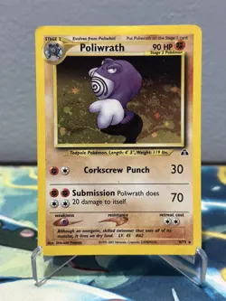 Poliwrath #9 9/75 Neo Discovery Unlimited Holo Rare Vintage WOTC Pokemon Card MP - Image 2