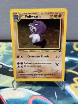Poliwrath #9 9/75 Neo Discovery Unlimited Holo Rare Vintage WOTC Pokemon Card MP - Image 3