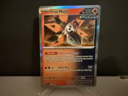 2023 Pokemon TCG Iron Moth 028 Paradox Rift Holo Rare Card NM+ - Image 1