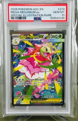 2026 POKEMON ASCENDED HEROES 272/217 SP ILLUST RARE MEGA MEGANIUM EX PSA 10 - Image 1