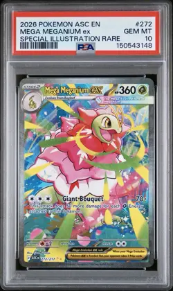 2026 POKEMON ASCENDED HEROES 272/217 SP ILLUST RARE MEGA MEGANIUM EX PSA 10 - Image 4