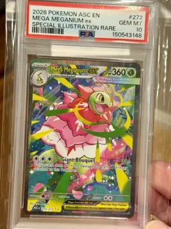2026 POKEMON ASCENDED HEROES 272/217 SP ILLUST RARE MEGA MEGANIUM EX PSA 10 - Image 5