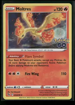 Moltres Holo Rare Pokemon GO 012/078 NM - Image 1