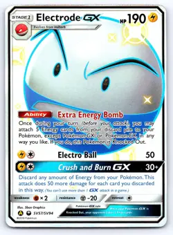 Electrode GX SV57/SV94 Shiny GX Rare Hidden Fates Shiny Vault Pokemon Near Mint - Image 1