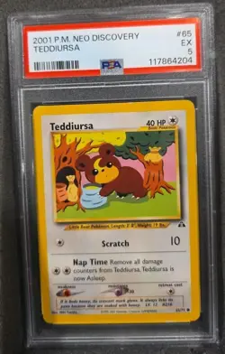 POKEMON CARD TEDDIURSA 65 NEO DISCOVERY #65 VINTAGE GRADED PSA 5 - Image 1