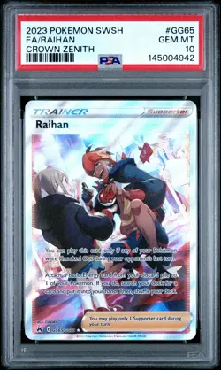 PSA 10 Raihan GG65 Pokemon Sword And Shield Crown Zenith - Image 1