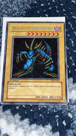 Yu-Gi-Oh Tri Horn Dragon LOB 1st Edition Secret Rare Portuguese VLP - Image 2