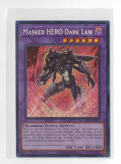 Yugioh TCG Masked Hero Dark Law Platinum Secret Rare RA01-EN025 Nm - Image 1
