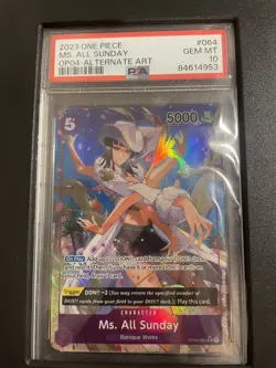 2023 ONE PIECE OP04-KINGDOMS OF INTRIGUE ALTERNATE ART MS. ALL SUNDAY PSA 10 - Image 1