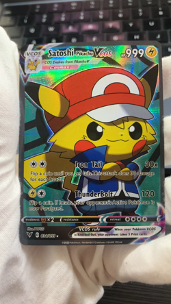 Satoshi Pikachu Pokemon Card VCOS Holo Cosplay w/ Video - Image 2