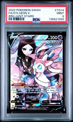 2022 POKEMON SWORD & SHIELD BRILLIANT STARS #TG14 FULL ART/SYLVEON V PSA 9 - Image 1