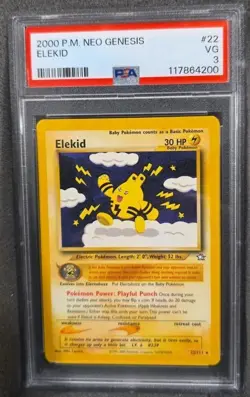 POKEMON CARD ELEKID 22 NEO GENESIS #22 VINTAGE GRADED PSA 3 RARE - Image 1