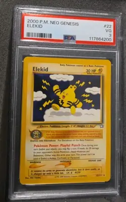 POKEMON CARD ELEKID 22 NEO GENESIS #22 VINTAGE GRADED PSA 3 RARE - Image 2