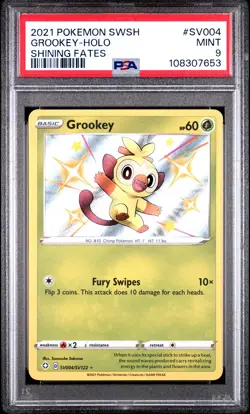 2021 POKEMON SWORD & SHIELD SHINING FATES #SV004 GROOKEY-HOLO PSA 9 - Image 1