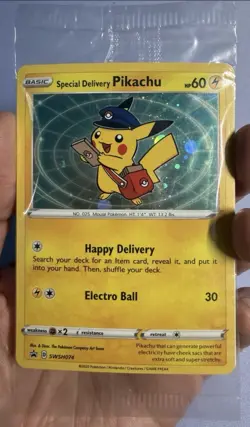 Pokemon Special Delivery Pikachu Promo Holo SWSH074 SWSH: Sword & Shield - Image 1