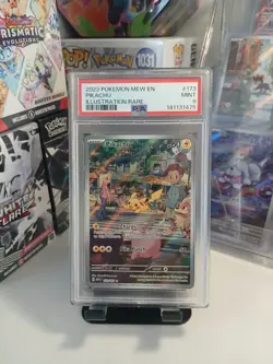 2021 Pikachu 173/165 Illustration Rare Holo Scarlet & Violet 151 Pokemon PSA 9 - Image 1