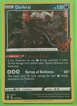Pokemon TCG Darkrai 105/189 HOLO Trick or Trade Halloween 2022 Stamped NEAR MINT - Image 1