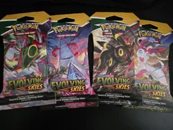 Pokemon Evolving Skies New Sealed Sleeved Blister Booster x4 Packs Full Art Set - Image 1