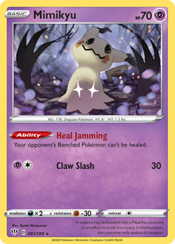 Mimikyu 081/189 R Darkness Ablaze Pokemon Reverse Holo NM/M - Image 1