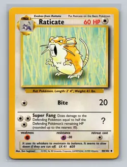 RATICATE - Base Set - 40/102 - Uncommon - Pokemon Card - Unlimited Edition LP - Image 1
