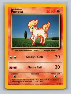 Ponyta Base Set 60/102 Pokemon Card LP-NM - Image 1