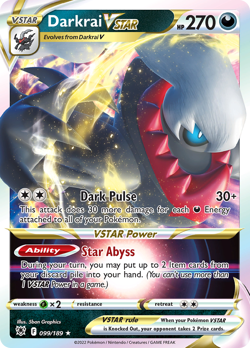 DARKRAI VSTAR 099/189 HOLO VSTAR RARE ASTRAL RADIANCE POKEMON - Image 1