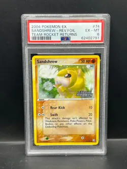 Pokemon PSA 6 EX-MT Sandshrew 74/109 Team Rocket Returns Reverse Holo 2004 #2791 - Image 1