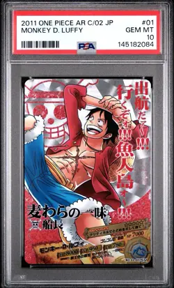 PSA 10 2011 CARDDASS ONE PIECE JAPANESE AR CARDDASS 02 MONKEY D. LUFFY 01 - Image 1