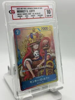 CG GRADED 2023 ONE PIECE JPN PROMO #P-043 MONKEY D. LUFFY WEEKLY SHONEN JUMP - Image 1