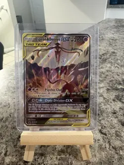 Pokemon TCG Espeon & Deoxys GX SM240 Black Star Promo Full Art Holo - Image 1
