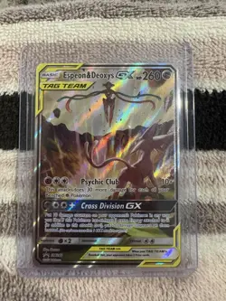 Pokemon TCG Espeon & Deoxys GX SM240 Black Star Promo Full Art Holo - Image 2