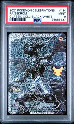 2021 Pokemon Celebrations Zekrom Classic Collection Black White #114/114 PSA 9 - Image 1