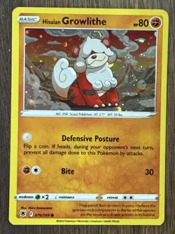 Hisuian Growlithe 070/189 Cosmos Holo Pokemon Card *HALO SWIRL* - Image 2