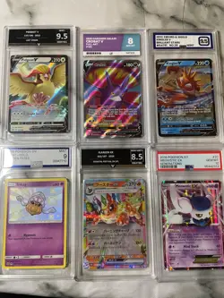 Mixed Graded Pokemon Card Bundle 8-10 Meowstic EX + Flareon EX & More - Image 1
