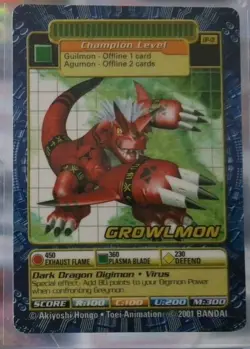 Digimon Digi-Battle Card Game Growlmon DP-01 Plastic Toy Exclusive Promo - Image 1