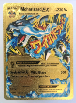 Pokemon Mega M Charizard EX 230hp Gold Foil Fan Art Collector Card TCG - Image 1