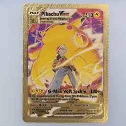 Pokemon Pikachu VMAX Gigantamax 310hp Gold Foil Fan Art Collector Card TCG - Image 1
