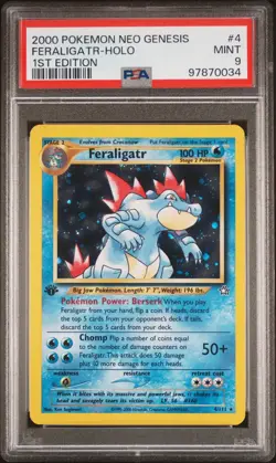 Pokemon TCG Feraligatr Neo Genesis Holo 1st Edition Rare Card 4/111 PSA 9 MINT - Image 1