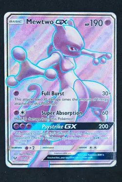 2017 POKEMON SUN & MOON SHINING LEGENDS #72 FULL ART/MEWTWO GX 73 PURPLE PINK - Image 1